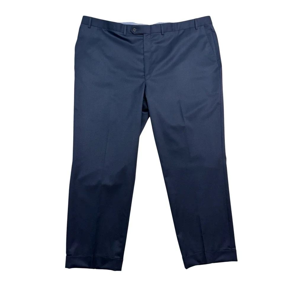 Hart Schaffner Marx 48x30 Navy Blue Dress Suit Pants Trousers Flat Front Wool